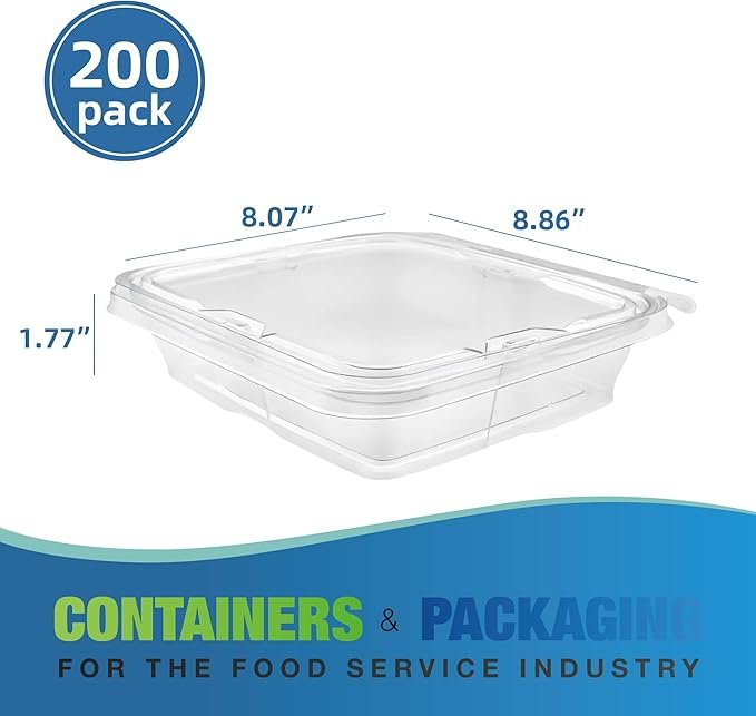 150 Count 35 oz Tamper Resistant PET Plastic Hinged Deli Containers with Lid