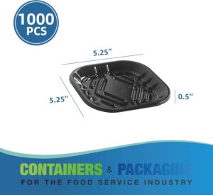 Black PET Plastic Meat Tray 5 1/4" X 5 1/4" X 1/2", 1000PCS, Ideal for Deli, Butcher Shops & Catering
