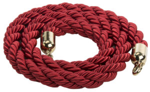 6.5' Braided Nylon Stanchion Rope with Brass-Colored Clasps - Red