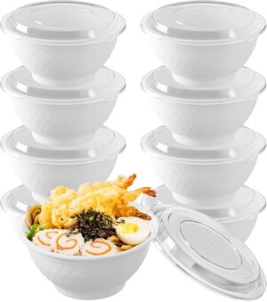 150 Sets 36OZ Disposable Plastic Bowls with Lids for Soup and Salad, Reusable Round To Go Food Storage Container, BPA Free, Microwave/Dishwasher/Freezer Safe