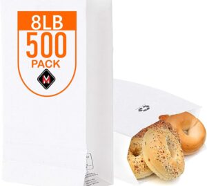 8# White Paper Grocery Bag (6 1/16 x 4 x 12 5/16 in) - 1 case (500 piece)