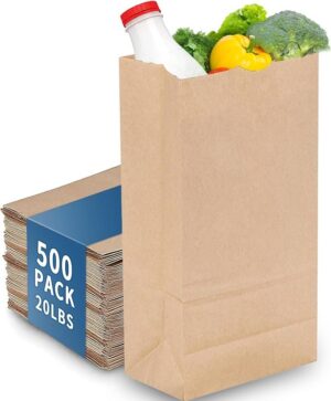 20# Kraft Paper Grocery Bag (8.3 x 6.12 x15.25 in) - 1 case (500 piece)