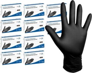 Black Disposable Nitrile Gloves, 1000 Count Extra Large  Thick Extra  4 Mil Protective Glove, Latex-Free, Powder-Free