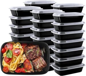 150 Pack 38oz Disposable Take Out Food Storage Containers with Leakproof Lids, Large Reusable Plastic To Go Lunch Boxes, BPA Free,