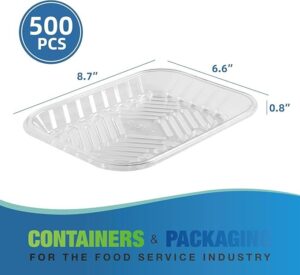 Clear PET Plastic Meat Tray 8 7/10" X 6 3/5" X 4/5", 500PCS, Ideal for Deli, Butcher Shops & Catering