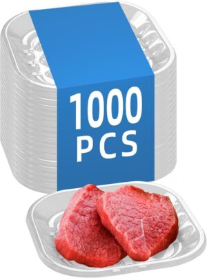 Clear PET Plastic Meat Tray 5 1/4" x 5 1/4" x 1/2", 1000 Pack Ideal for Deli, Butcher Shops, Supermarkets, and Catering
