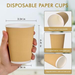 12 oz Kraft Ripple Insulated Triple Wall Paper Hot Cup, Style 2 - 1 case (500 piece)