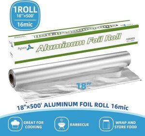 18"X500'[Standard] Premium Aluminum Foil Roll,Silver Foil For Bbq, Toasting, Steaming, Grilling, Broiling, for Home Use and Food Service Industry(Pack of 1)