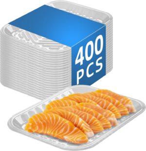 Clear PET Plastic Meat Tray 9 1/4" X 7 1/5" X 3/5", 400PCS, Suitable for Supermarkets & Food Service