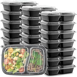 150 Pack - 28oz 2-Compartment Disposable Containers with Leakproof Lids, BPA Free  Microwave/Dishwasher/Freezer Safe