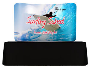 7.5'w Curved Tabletop Display with Custom Graphics, Portable