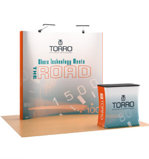 8' Curved Pop-Up Trade Show Kit with Custom Printing, Portable Counter - Full Color