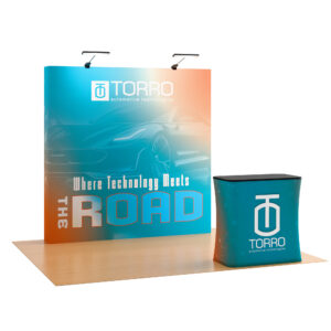 8' Pop Up Trade Show Kit with Custom Printing, Portable Counter - Full Color
