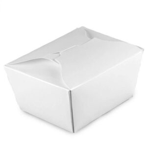 #1 White Microwavable Folded Paper Take Out Container (5" x 4.25" x 2.5") - 1 case (450 piece)