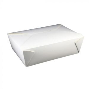#3 White Microwavable Folded Paper Take Out Container (8.5" x 6.25" x 2.5") - 1 case (200 piece)