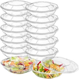 120-Count Clear Plastic Rose-Shaped Salad Bowls with Lids, 64oz - Disposable Takeout Containers with Snap-On Lids for Fruit Salads,