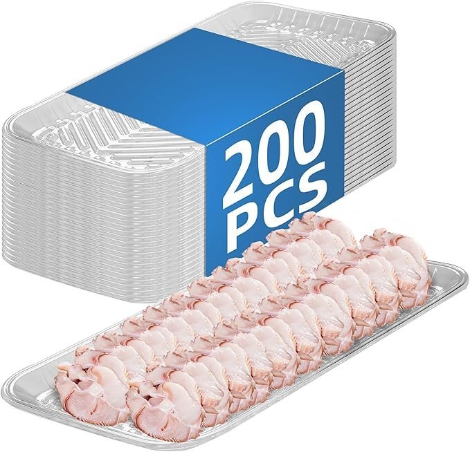 Clear PET Plastic Meat Tray 15" X 8 1/16" X 3/5", 200PCS, Great for Retail & Takeout Packaging