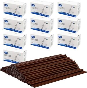 10000 Count 7 Inch Plastic Coffee Stirrer Straw, Bulk Disposable Drinking Beverage Mixer Stir Sticks for Cocktail and Coffee - Brown, 1000 Pcs/Box, 10 Boxes