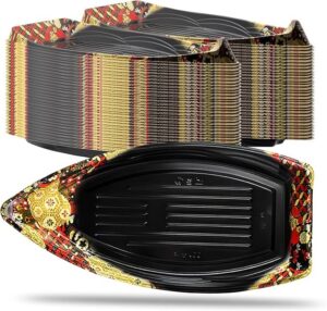 Premium Boat-Shaped Sushi Tray (Base), 160Pcs Extra Large Disposable Boat Box, Premium Sushi Tray 17.87"L x 8.74"W x 1.97"H