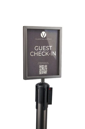 8.5 x 11 Sign Holder Topper for RCCDX QueuePole.Deluxe Stanchions - Graphite