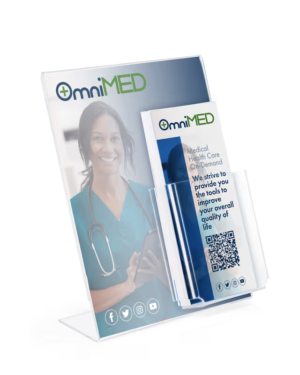 Acrylic Sign frame with Brochure Holder, Slant Back - Clear