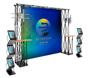 8x8 Trade Show Booth Kit w/ 3 Counters, 2 Literature Holders, 2 TV Mounts - Black