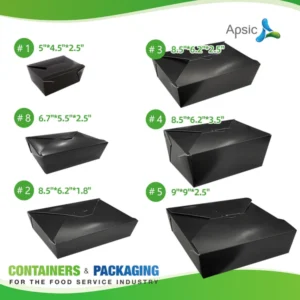 #4 Black Microwavable Folded Paper Take Out Container (8.75″ x 6.5″ x 2.5″) – 1 case (160 piece)