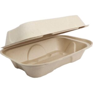 Fiber Hoagie Container, 9x6x3, Kraft, 100 ct