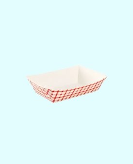 1 lb, Paper Food Tray,   Red/White Check, 1000 ct