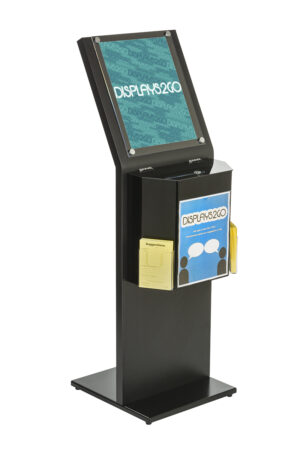 Acrylic Ballot Box with 11 x 14 Sign Holder, 2 Side Pockets, Floor Standing - Black