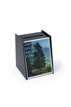 Acrylic Ballot Box with 8.5 x 11 Sign Holder - Black