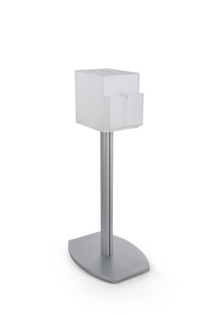 Acrylic Ballot Box with Lock, Convertible Side Pocket, Floor Standing- Frosted