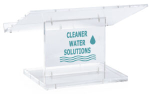 Acrylic Tabletop Lectern, Clear, Custom Logo Vinyl Printing