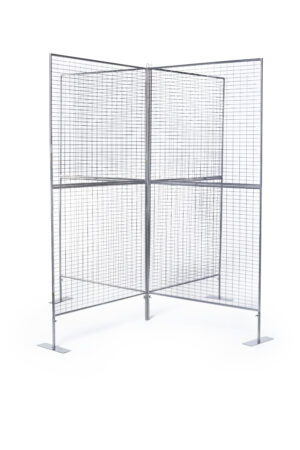 Art Display Grid, X-Shaped, (8) 3' x 3' Panels, Iron Mesh - Silver