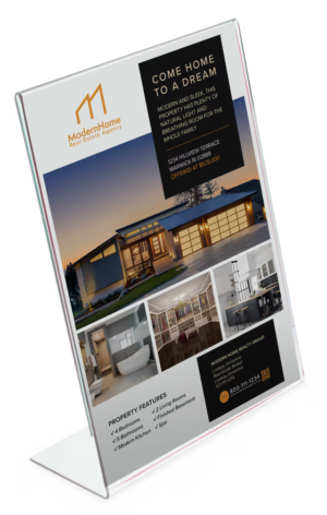 Acrylic Countertop Sign Holder, Slant Back Design - Clear