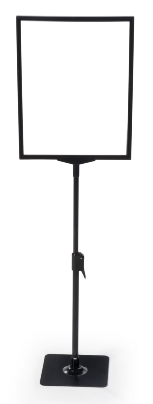 Countertop/Floor-Standing Sign Holder, Top Insert, Height Adjustable - Black
