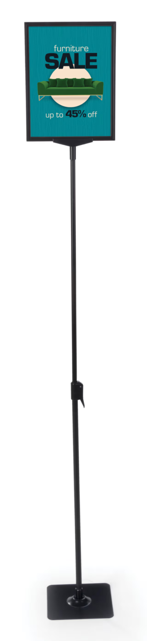 Countertop/Floor-Standing Sign Holder, Top Insert, Height Adjustable - Black