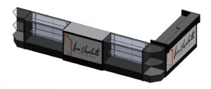 Black Retail Counter Configuration w/ 6 Components, Custom Printed Graphic Panels