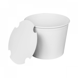KR 85 oz. Paper Food Bucket w/paper lid (7.4" rim), White - 180 sets/cs