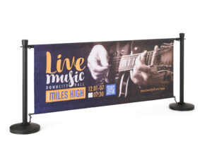 Cafe Barrier Graphic with Hardware, Custom Printing, Double-Sided- Black