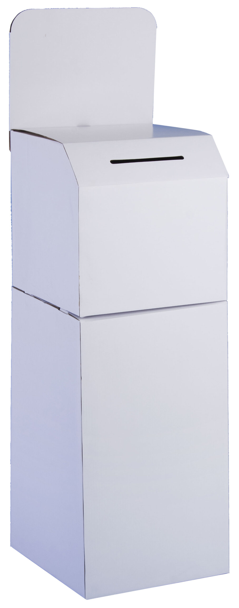 Cardboard Ballot Box, Floorstanding or Countertop, Removable Header - White