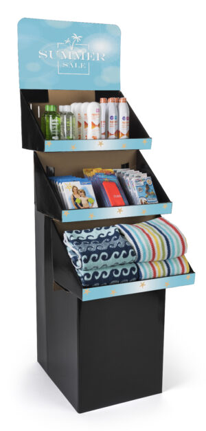 Cardboard Display for Floor, Custom Printing, Multi-Tiered - Multiple Color Options