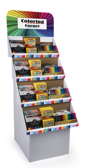 Cardboard Display for Floor, Custom Printing, Multi-Tiered - Multiple Color Options