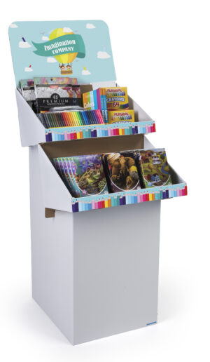 Cardboard Display for Floor, Custom Printing, Multi-Tiered - Multiple Color Options