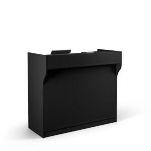 Cash Register Stand w/ Locking Cash Drawer, Ledge Top, and Two Adjustable Shelves