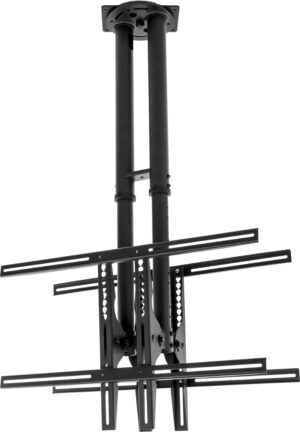 Ceiling TV Mount for 2 Screens 32” to 65”, Double Sided, Height Adjust u0026 Tilt - Black