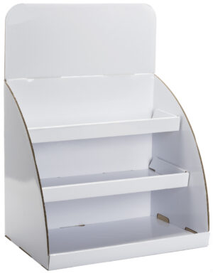 Countertop Cardboard Display, 3 Tiers, Removable Header - White