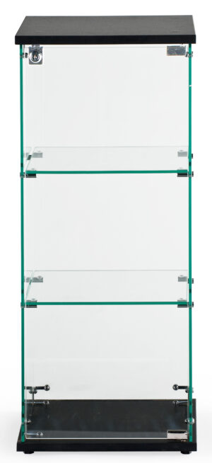 Countertop Display Case w/ Tempered Glass Shelves u0026 Locking Door - Black