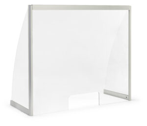 Countertop Sneeze Shield w/ Transaction Slot, Acrylic u0026 Aluminum - Clear