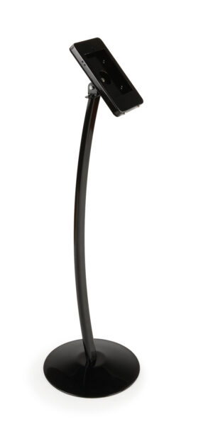 Curved iPad Mini Kiosk u0026 Enclosure w/ Lock, Tilting Bracket - Black Powder Coated